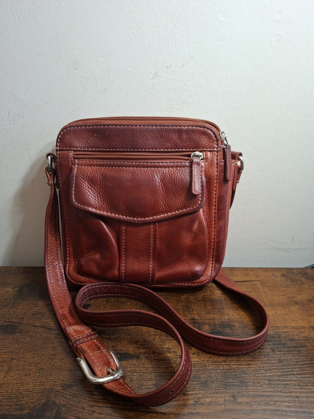 Vintage Fossil 1954 Collection 75082 Genuine Leather Shoulder Bag Brown Crossbod